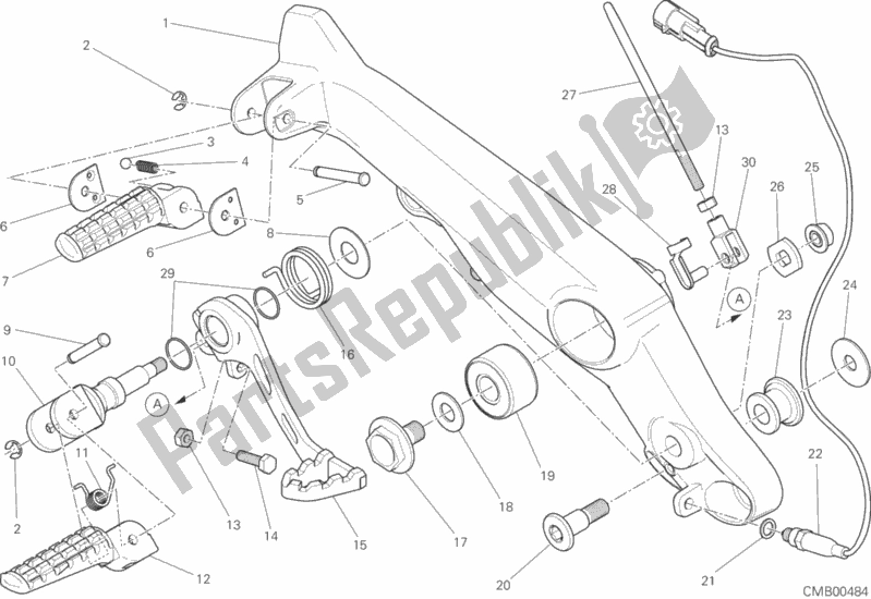 All parts for the Footrests, Right of the Ducati Monster 797 Plus 2019